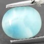 2.16 CT.Natural Oval 7*9 mm White Wave Vein Intense Aqua Blue Larimar Pectrolite
