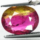 3.85 CT.Natural Oval 10*12.5 mm. Red Pink Green Zone Liddicoatite Tourmaline Gem