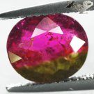 2.07 CT.Natural Oval 8*9mm Intense Red Pink Green BiColor Liddicoatite Tourmaline