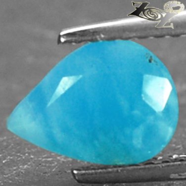 Natural Pear 7*9 White Patch Ocean Blue Dominican Dolphin Stone Larimar 1.85 Ct.