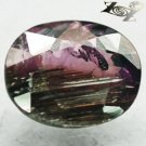 Unusual Natural Oval 6*7.5 mm Black Rutile Pink Green Bi Color Tourmaline 1.22 CT
