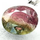Unusual Natural Oval 6*7.5 mm Black Rutile Pink Green Bi Color Tourmaline 1.22 CT