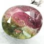 Unusual Natural Oval 6*7.5 mm Black Rutile Pink Green Bi Color Tourmaline 1.22 CT