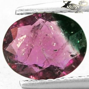 Natural Oval 7*9 mm. Deep Green Pink Bi Color Liddicoatite Tourmaline 1.36 CT.