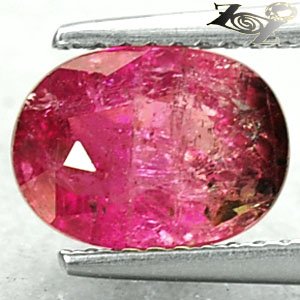 2.37 CT.Natural Oval 7*9 mm. Black Patch Pink Bi Color Liddicoatite Tourmaline