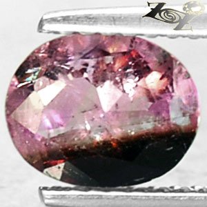 Natural Oval 6*8 mm. Pink Black White Tri Color Liddicoatite Tourmaline 1.27 Ct.