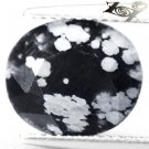 3.61 CT.Natural Oval 9.5*11 mm. Gray Patch Black Africa Snowflake Obsidian Gems