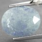 3.64 Ct.Natural Oval 9*12mm Blue Spots Silky White Quantum Quattro Silica Quartz