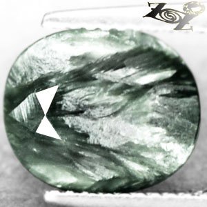 3.34 CT.Natural Oval 9*11 mm Strong Silver Chatoyant Quill Seraphinite Clinochlore