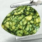 Natural Pear 7*9 mm. Black Vein Green Africa Snake Skin Serpentine 1.66 CT. 蛇紋石