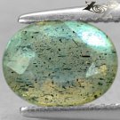 2.15 Ct.Natural Oval 7*9 mm. Green Gold Schiller Whole Crystal Peach Spectrolite