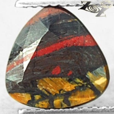 3.9 CT.Natural Trillion 9 mm.Chatoyant Black Red Gold Brown Ausie Tiger Iron Gem