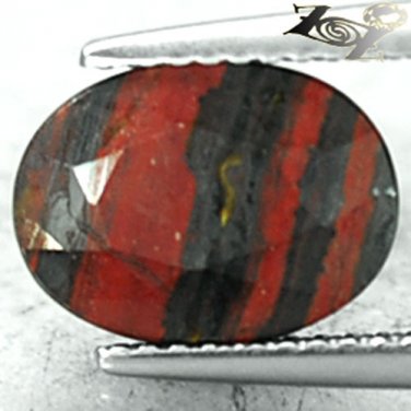 3.1 CT.Natural Oval 8*11 mm. Metallic Black Red  Jaspelite Tiger Iron &eacute;�&micro;&egrave;��&egrave;��