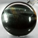 27.19 CT.Natural Round 24 mm. Strong Bright White Chatoyant Black Hawk's Eye Gem