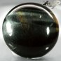 27.19 CT.Natural Round 24 mm. Strong Bright White Chatoyant Black Hawk's Eye Gem