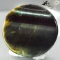 27.19 CT.Natural Round 24 mm. Strong Bright White Chatoyant Black Hawk's Eye Gem