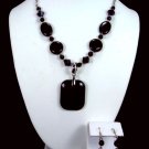 Black Onyx Pendant Necklace Free Earrings