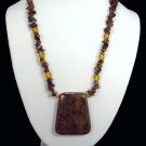Handcrafted Huge Chocolate Brown Jasper Pendant Necklace