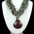 Old Tiger's Eye Pendant On Turquoise Necklace