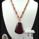Plum Blossom Jasper Necklace Free Earrings FREE SHIPPING