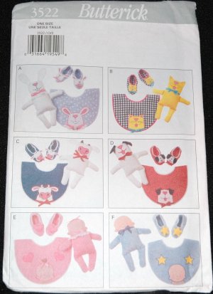 Butterick 3522 Craft Pattern Baby  Bibs
