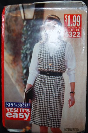 BUTTERICK 6322 SEWING PATTERN FOR MISSES JUMPER AND TOP SIZE 6-14