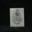 UMBRELLA WITH HEARTS WOOD MOUNTED RUBBER STAMP