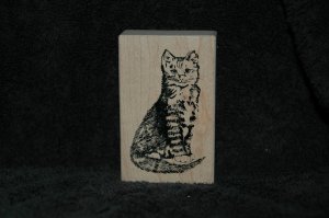 STAMP ROSA CAT WOOD MOUNTED RUBBER STAMP