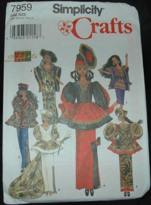 Simplicity 7959 Craft Sewing Pattern for  11 1/2" Fashion Doll Clothes