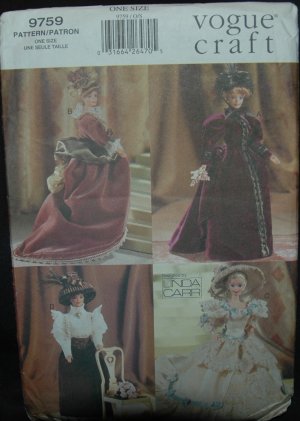 Vogue 9759 Craft Sewing Pattern for 11 1/2"  Doll Costumes
