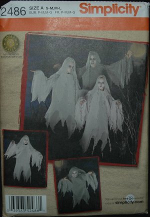 SIMPLICITY 2486 SEWING PATTERN FOR GHOST COSTUMES SZ: S-M & M-L