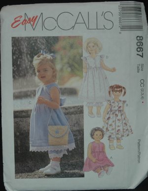 MCCALL'S 8667 Sewing Pattern for Toddlers' Dress and Pantaloons 2 ,3, 4