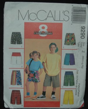 MCCALL'S 9290 Sewing Pattern for Boys' and Girls Shorts & Backpack 7-14