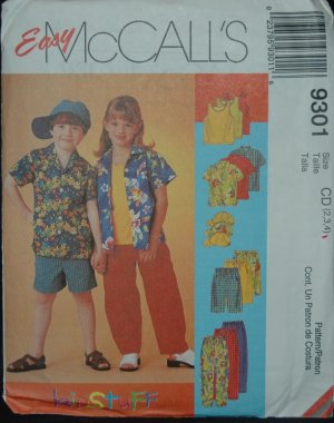 MCCALL'S 9301 Sewing Pattern for Children's Shirt, Tank Top, Pull-On Pants or Shorts & Hat