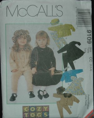 MCCALL'S 9109 Sewing Pattern for Toddlers' Unlined Jacket, Dress, Pull-on Pants, Hat & Headband