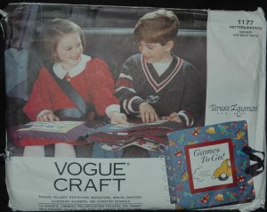 Vogue 1177  Sewing Pattern for Games To Go Book  & Transfers
