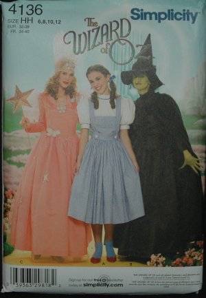 SIMPLICITY 4136 SEWING PATTERN FOR MISSES COSTUME-THE WIZARD OF OZ
