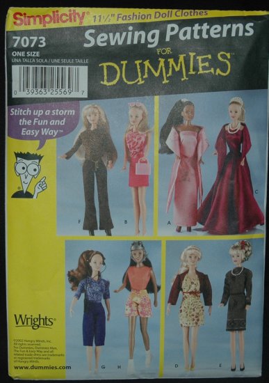 Simplicity 7073 sewing Pattern for 11 1/2