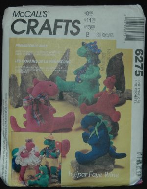 SIMPLICITY 6275 CRAFT  DINOSAUR DOLLS AND CLOTHES