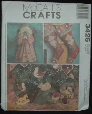 MCCALLS 3426 CRAFT PATTERN CHRISTMAS TREE TOPPER, STOCKING, TREE SKIRT & ORNAMENTS