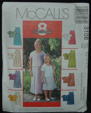 McCalls 3108 Sewing Pattern for Children's and Girls'  Dress in Two Lengths and Unlined Jacket