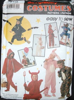SIMPLICITY 7915 CHILD'S PATTERN FORCOSTUME - WITCH, RABBIT, DEVIL, RED RIDING HOOD, TIGER, CLOWN,