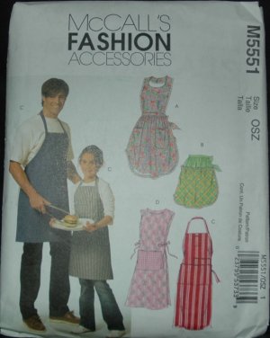 MCCALLS M5551 MISSES', MEN'S CHILDREN'S, BOYS' & GIRLS' APRONS