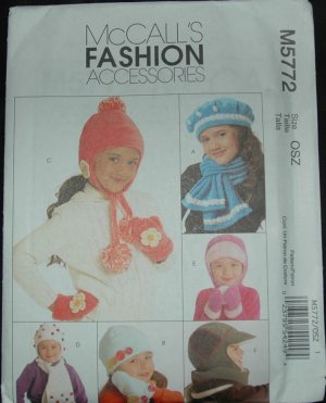McCalls M5772 CHILDRENS', BOYS', GIRLS' HATS, SCARVES AND MITTENS