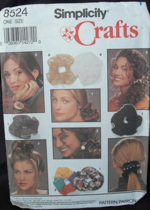 SIMPLICITY 8524 CRAFT SEWING PATTERN PATTERN - HAIR ACCESSORIES