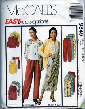 MCCALLS  9349 MISSES' SHIRT, TOP,  WRAP SKIRT IN 2 LENGTHS