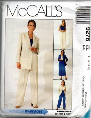 MCCALLS 9276 MISSES' UNLINED JACKET, TOP, PANTS & SKIRT