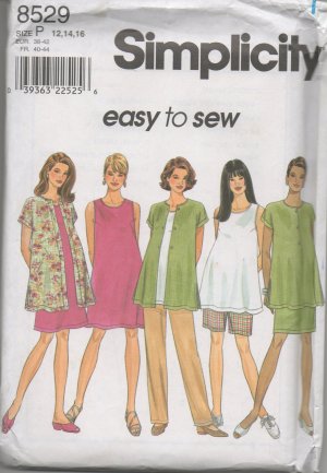 SIMPLICITY 8529 MATERNITY DRESS ,TOP SHIRT-JACKET, SKIRT & PANTS/SHORTS