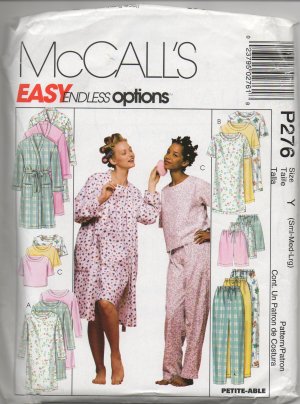 MCCALLS P276  MISSES' ROBE, NIGHTGOWN OR TOP AND PULL-ON PANTS