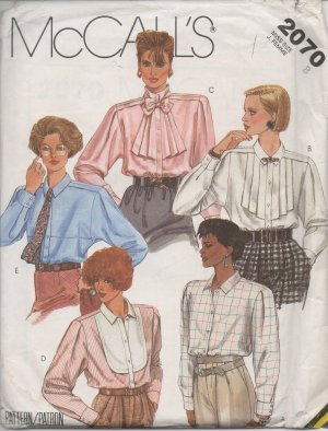 MCCALLS  2070 MISSES' BLOUSES & TIE